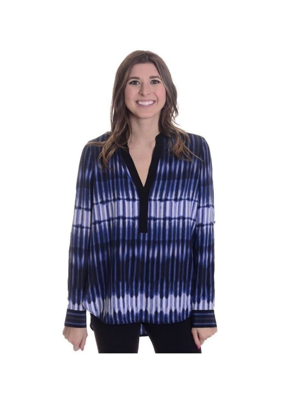 NEW Vince Monaco Starlight Y-Neck Silk Blouse